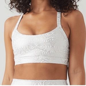 GLYDER NWT LOTUS SPORTS BRA WHITE GOLD FOIL EXTRA SMALL